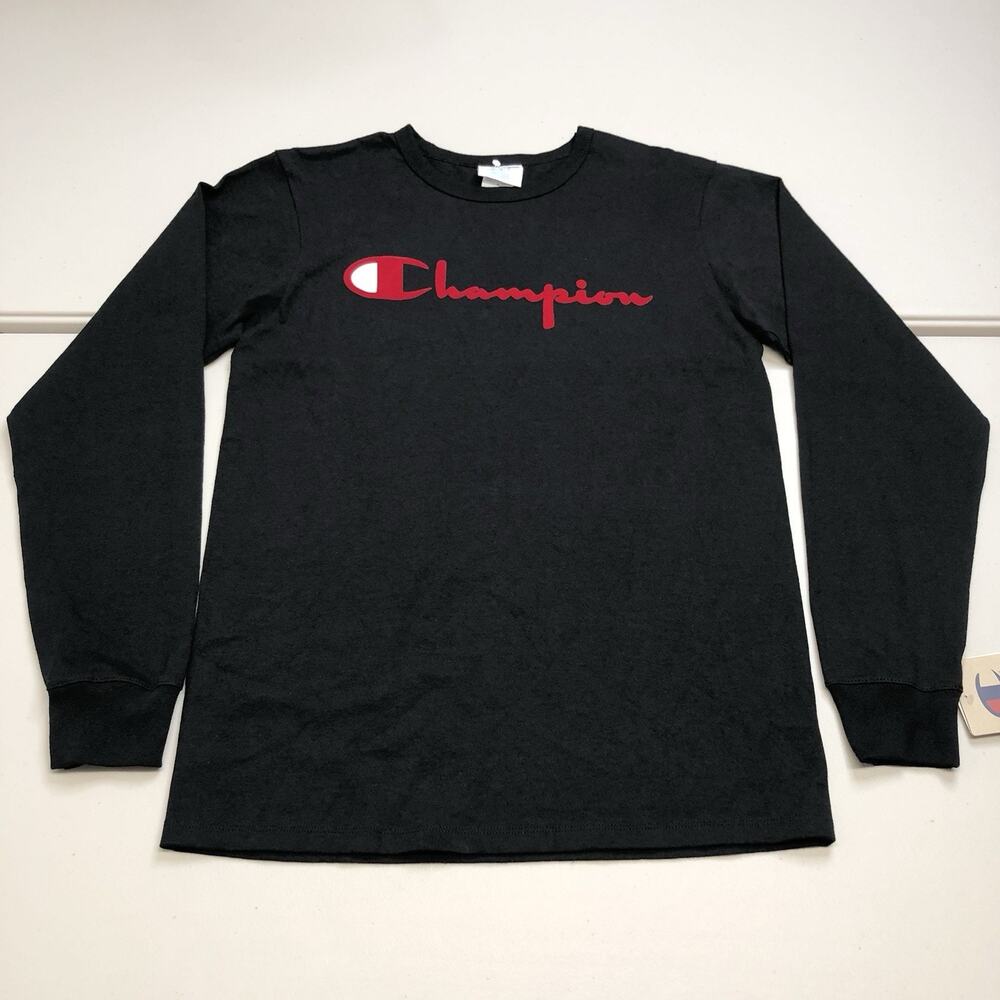 Champion Men’s Long Sleeve Script Big Logo Classic Graphic Long Sleeve Heritage
